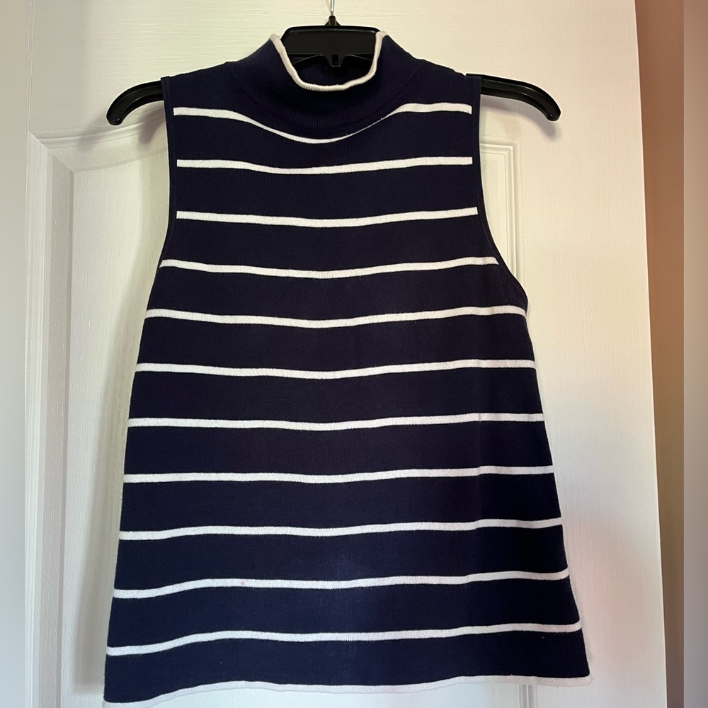 2 for $20 - ICON by Simon’s Blue and White Boxy Sleeveless Tank Top